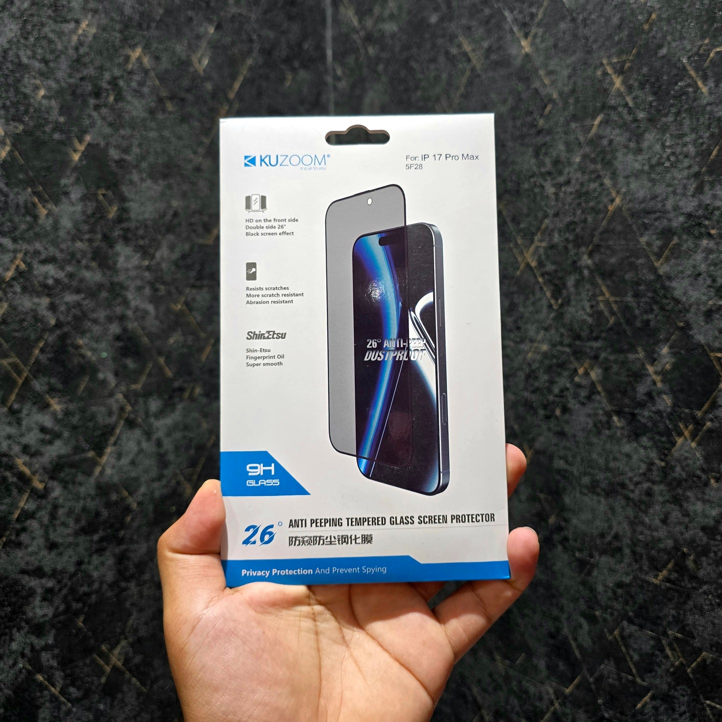Kuzoom iPhone Privacy Glass – 9H Tempered Anti Spy Screen Protector